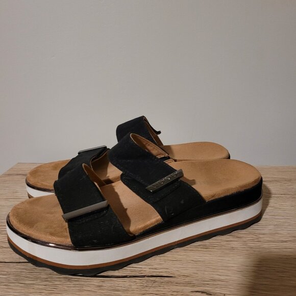 Vionic Brandie Platform Slide Sandal in Black Textile SZ 9 - Picture 2 of 6